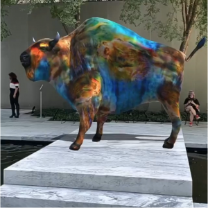 Carla Gannis, DADEA 01 (European Bison), AR version, installation view, AUGMENTED SPECIES. Invasive Sculptures in Hybrid Ecologies, 2021, virtual exhibition.